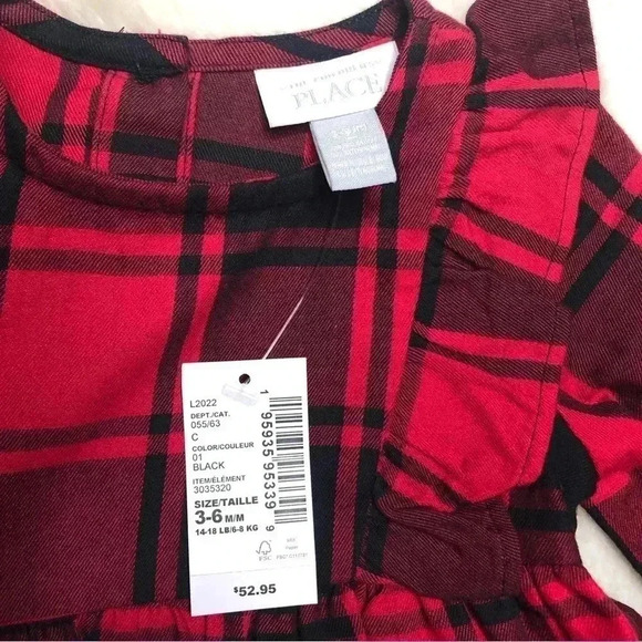 The  Children’s Place Dress Red & Black Plaid New With Tags 3-6 Months - Picture 5 of 16
